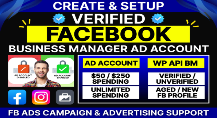 I will create fresh facebook business manager and ads account, fb ads campaign setup