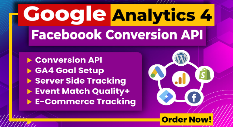 I will setup facebook meta pixel conversion API, ga4 ecommerce, ads conversion tracking