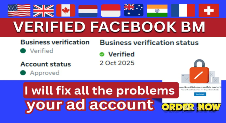 I will set up verified facebook business manager and ads account